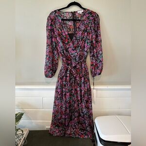 NWT Calvin Klein Ditsy Floral Print Tie Waist Dress